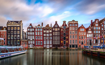 Картинка города амстердам+ нидерланды канал дома