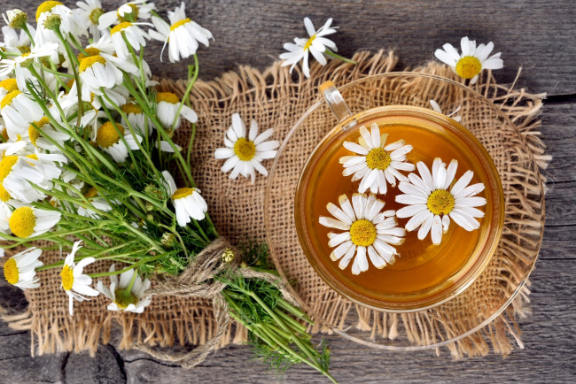 Обои картинки фото еда, напитки,  чай, цветочный, чай, ромашки