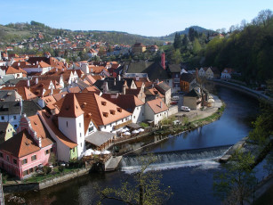 Картинка крумлов Чехия города пейзажи черепица