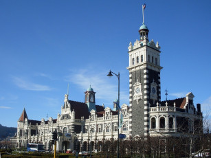 Картинка вокзал данидин новая зеландия города здания дома башня часы архитектура