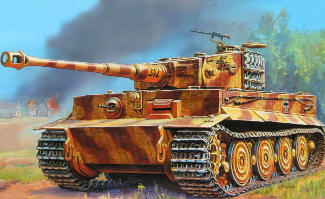 Обои картинки фото рисованные, армия, жирнов, тяжелый, танк, тигр, pzkpfw, vi