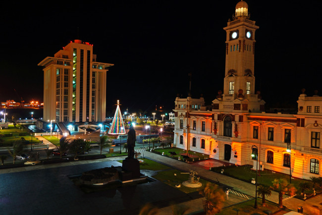 Обои картинки фото мексика, веракрус, города, огни, ночного