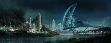 Картинка фэнтези иные+миры +иные+времена будущее небоскребы сооружения город мир иной