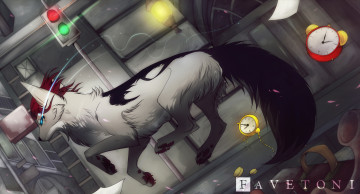 Картинка рисованные животные +волки зверь часы светофор фонарь