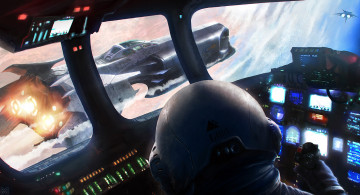 Картинка фэнтези космические+корабли +звездолеты +станции космические корабли пилот полет шлем