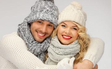 Картинка разное мужчина+женщина парень шарф девушка шапка зима