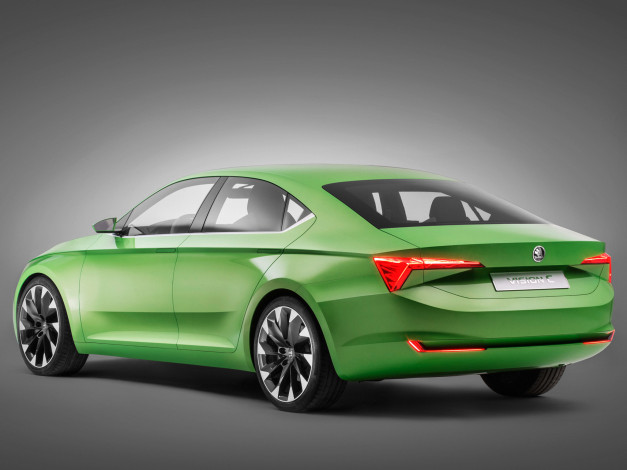 Обои картинки фото автомобили, skoda, зеленый, 2014, г, concept, visionc