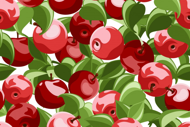 Обои картинки фото векторная графика, leaves, apples, texture, листики, яблоки, текстура