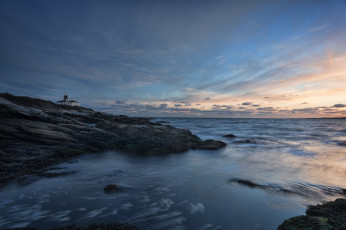 Картинка природа побережье океан маяк закат море