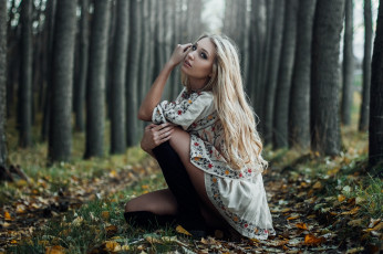 Картинка девушки -unsort+ блондинки лес деревья