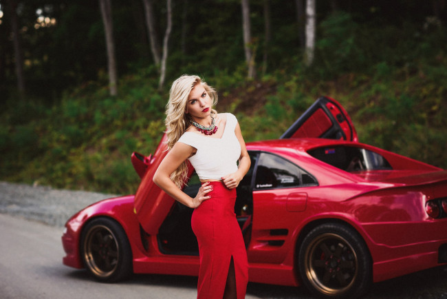 Обои картинки фото girls and auto 41, автомобили, -авто с девушками, girls, auto, красный