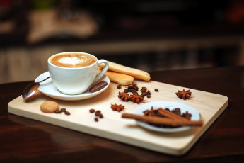 Картинка еда кофе +кофейные+зёрна корица анис печенье