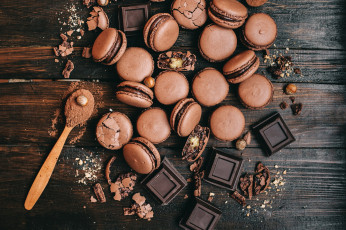 Картинка еда макаруны лакомство какао шоколад печенье