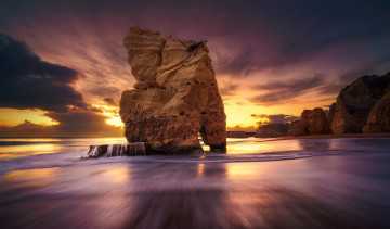 Картинка природа побережье море закат скала