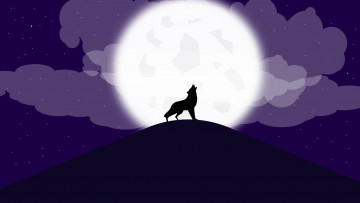 Картинка векторная+графика животные+ animals волков волки темноты леса хищник оборотень атмосфера облака луна звезды