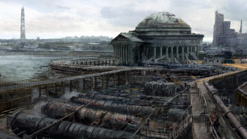 Картинка видео+игры fallout+3 город развалины трубы мосты