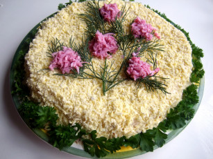 Картинка салат мимоза еда салаты закуски ветка украшение