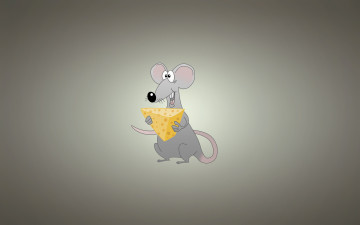 Картинка рисованные минимализм светлый фон крыса mouse мышь rat сыр