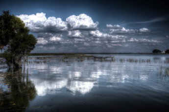Картинка природа реки озера небо облака озеро отражения