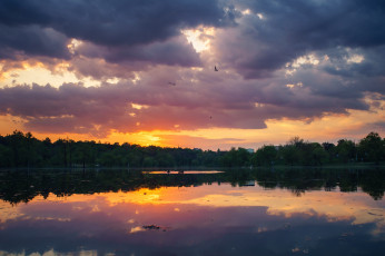 Картинка природа восходы закаты закат небо облака озеро
