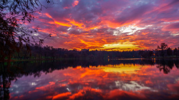 Картинка природа восходы закаты отражение закат вечер озеро