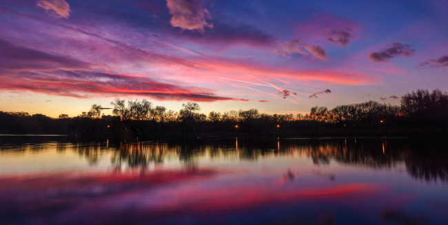 Обои картинки фото природа, реки, озера, озеро, небо, закат