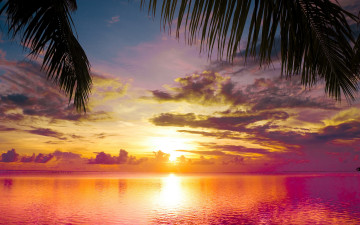 Картинка природа восходы закаты пейзаж облака небо вода пляж волны атмосфера