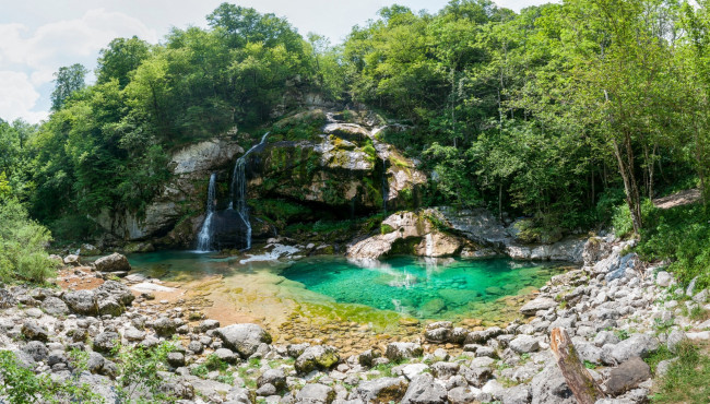 Обои картинки фото словения, природа, водопады, водоем, камни, деревья