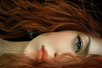 Картинка рисованное люди рыжая губы арт глаз лицо волосы девушка взгляд