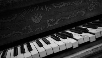 обоя музыка, -музыкальные инструменты, черно, белое, пианино, клавиши