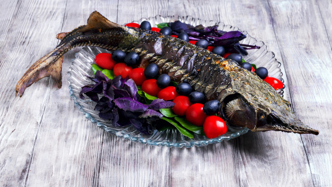 Обои картинки фото еда, рыбные блюда,  с морепродуктами, осетр
