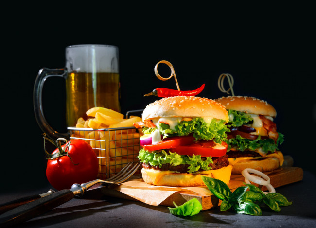 Обои картинки фото еда, бутерброды,  гамбургеры,  канапе, гамбургер, помидоры, томаты