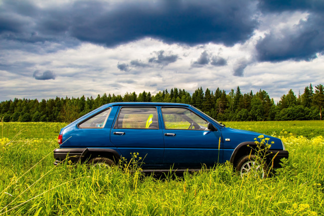 Обои картинки фото иж- 2126 ода, автомобили, москвич, иж-, 2126, ода, автомобиль, классика, лес, синий