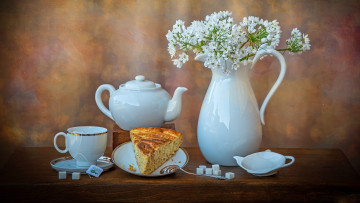 Картинка еда натюрморт сахар чай букет пирог