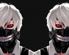 Картинка аниме tokyo+ghoul сущность гуль парень kaneki ken глаз маска монстр