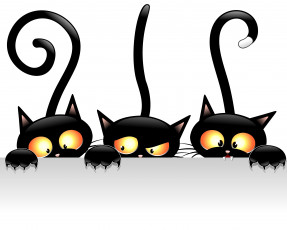 Картинка векторная+графика животные хвосты взгляды черные коты