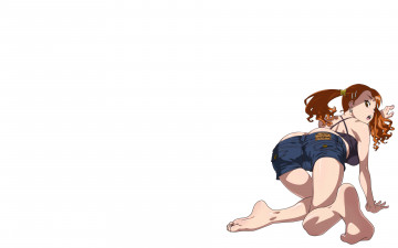 Картинка аниме anohana минимализм удивление шорты anjou naruko попа белый фон