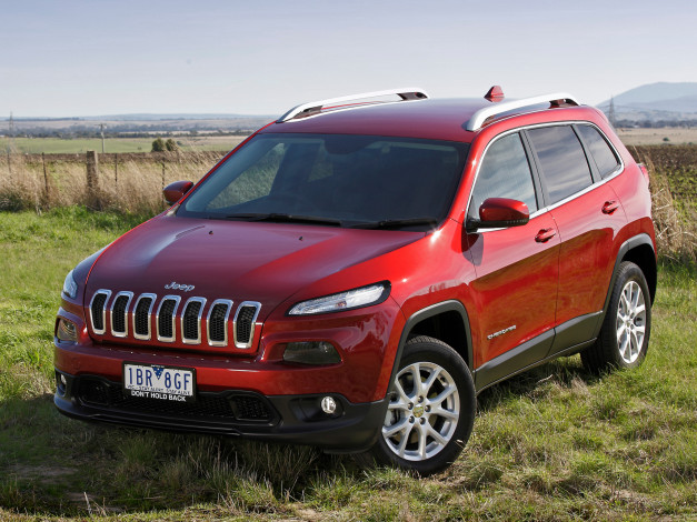 Обои картинки фото автомобили, jeep, красный, 2014г, kl, au-spec, longitude, cherokee