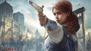 Картинка assassin`s+creed+unity видео+игры взгляд фон девушка оружие