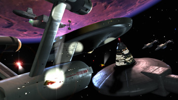Картинка видео+игры star+trek+online вселенная полет космический корабль планета