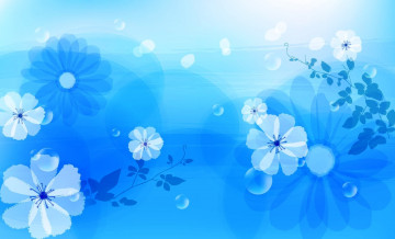 Картинка векторная+графика цветы+ flowers лепестки капли цветы голубые