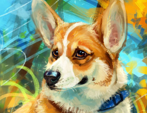 Картинка рисованное животные +собаки ошейник