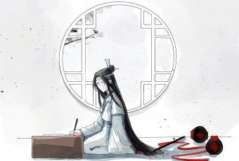 Картинка аниме mo+dao+zu+shi лань ванцзы флейта лента кувшины