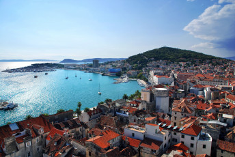 обоя split, croatia, города, панорамы, здания, панорама, пейзаж, гавань, бухта, хорватия, сплит, море