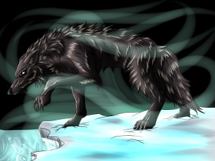 Картинка рисованные животные +волки волк