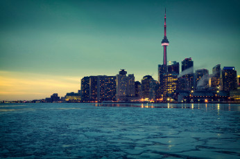 Картинка города торонто+ канада лёд торонто город огни