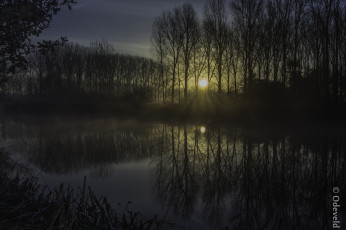 Картинка природа восходы закаты отражение озеро деревья закат вечер