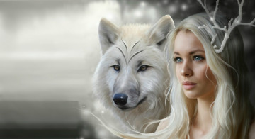 Картинка фэнтези красавицы+и+чудовища волк девушка