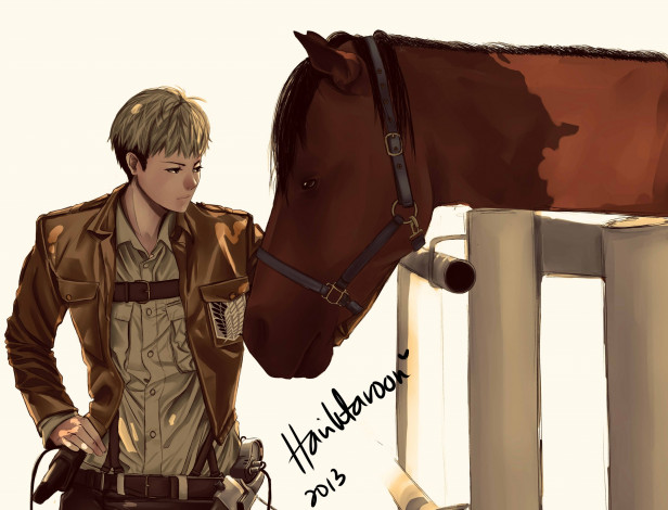 Обои картинки фото аниме, shingeki no kyojin, jean, kirschstein