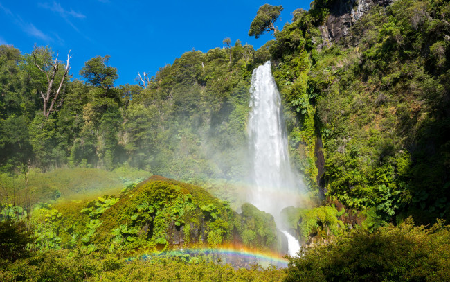 Обои картинки фото природа, водопады, радуга, водопад